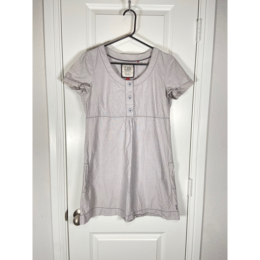 Esprit Dress Casual Gray Short Sleeve Button Front baby doll style Womens US 8